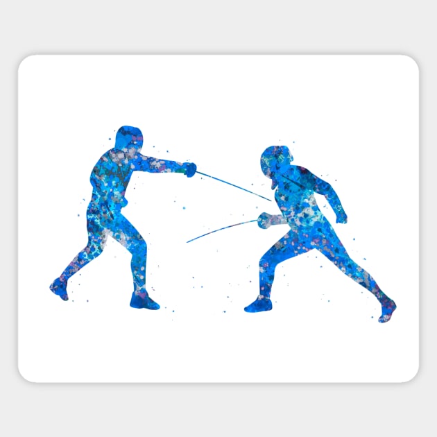 Fencing blue art Magnet by Yahya Art